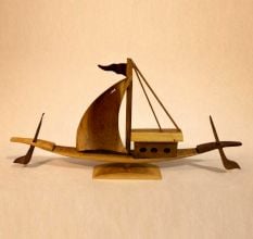 Handmade Wood Sailing Boat Table Accent